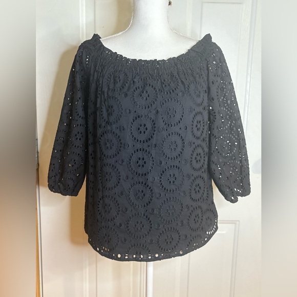 Ann Taylor Factory Tops - Ann Taylor Factory Black Eyelet Top 100% Cotton NWT size Small